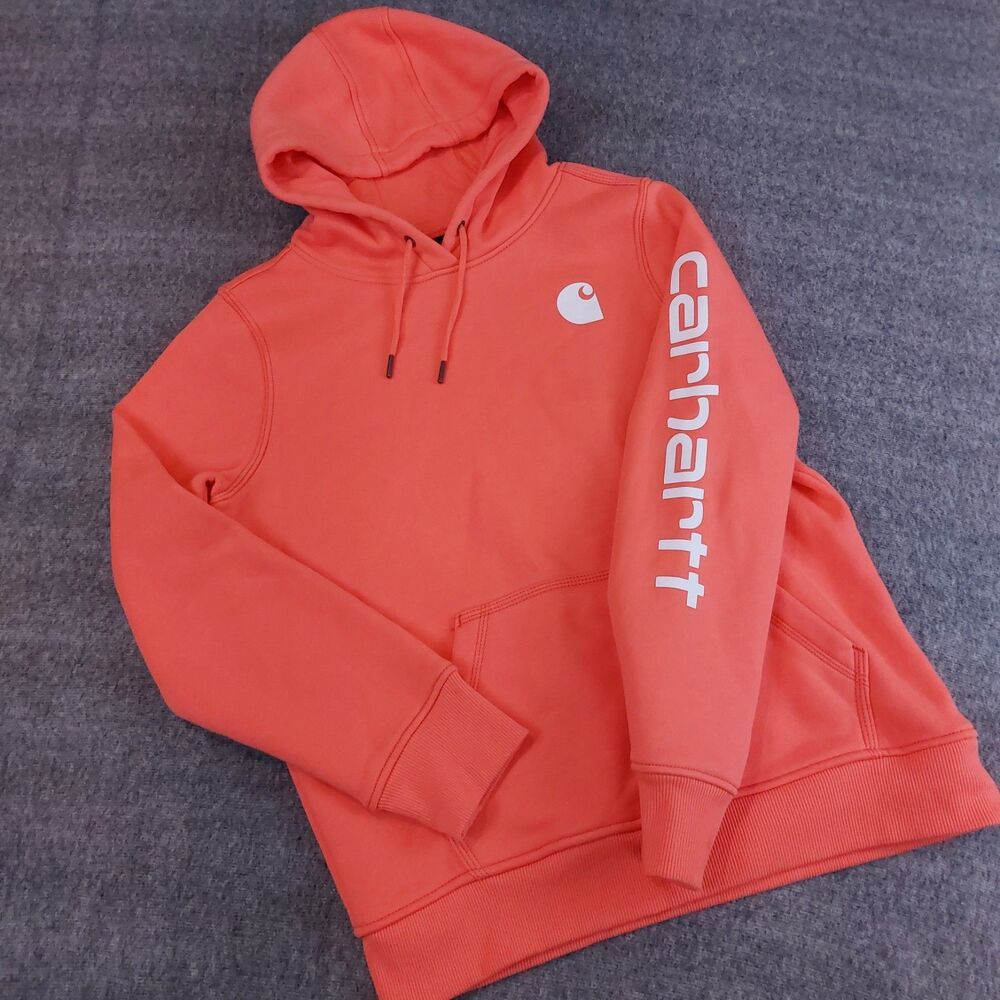 Carhartt Iconic Clarksburg Logo Sweatshirt Hoodie Women's M Pale Coral Orange